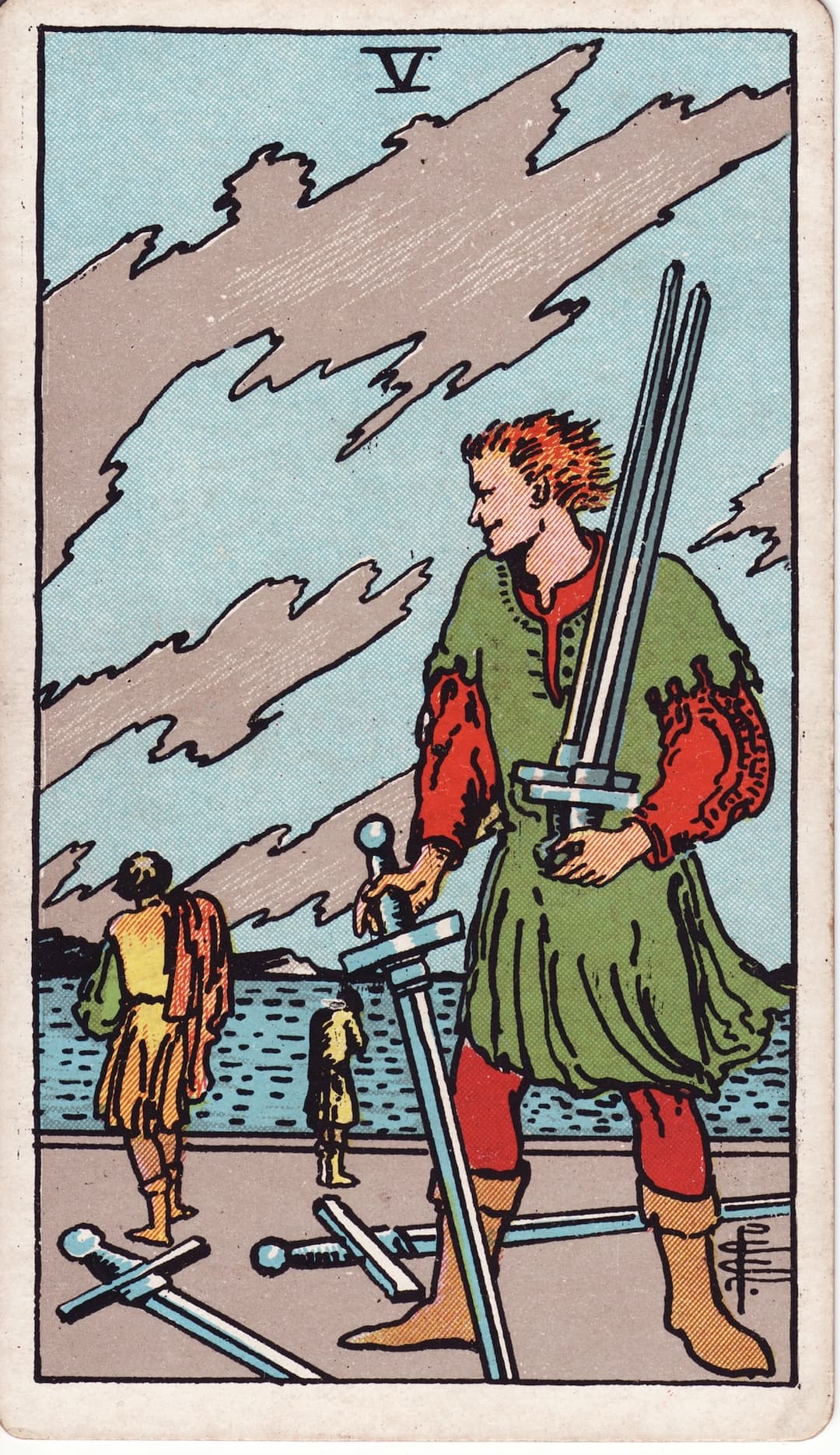 Ilustração da carta Cinco de Espadas