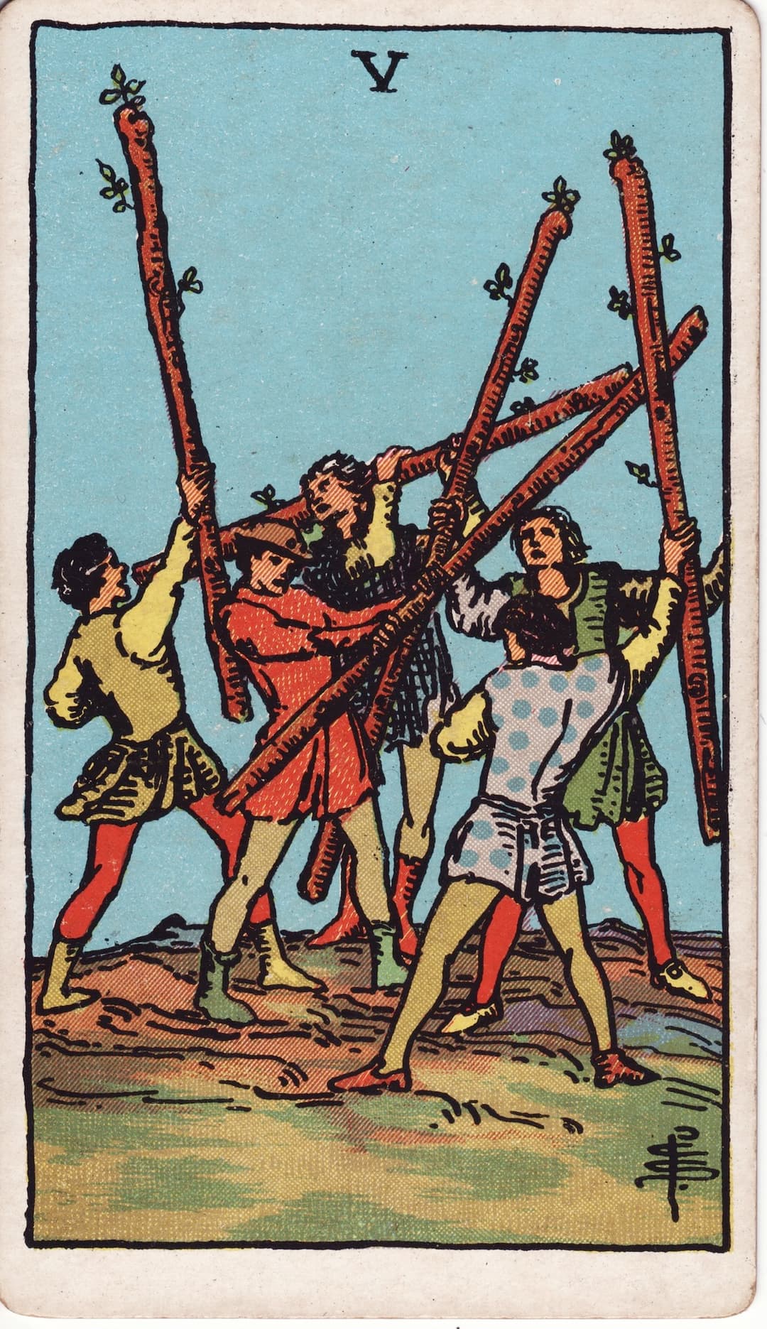 Ilustração da carta Cinco de Paus