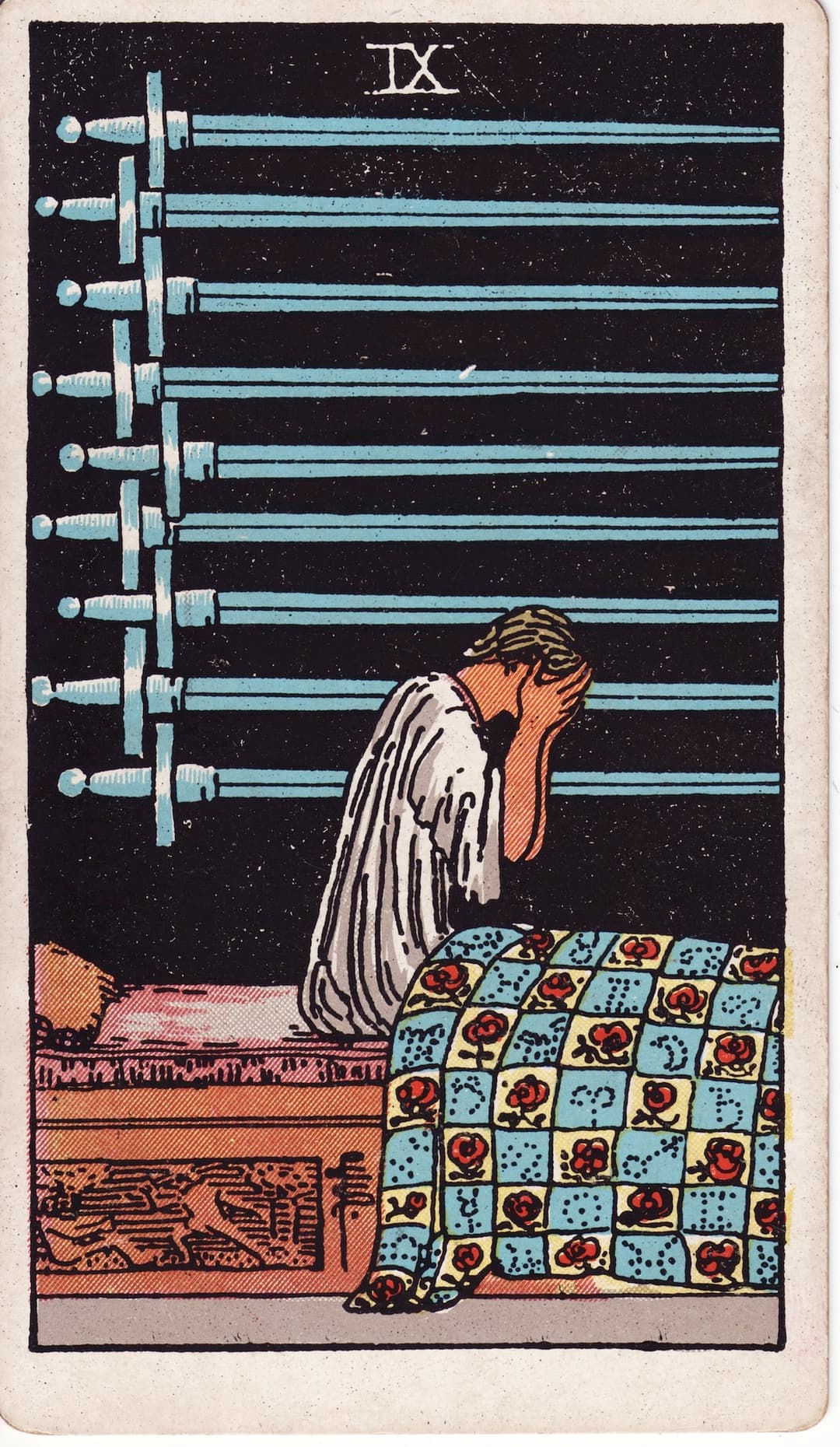 Ilustração da carta Nove de Espadas
