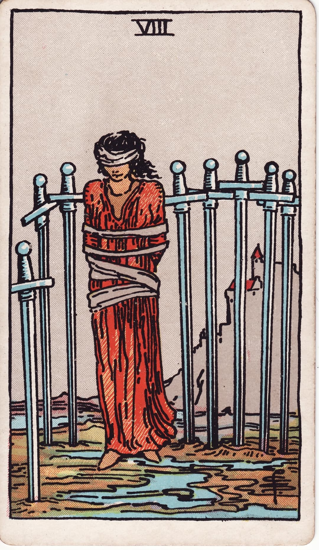 Ilustração da carta Oito de Espadas