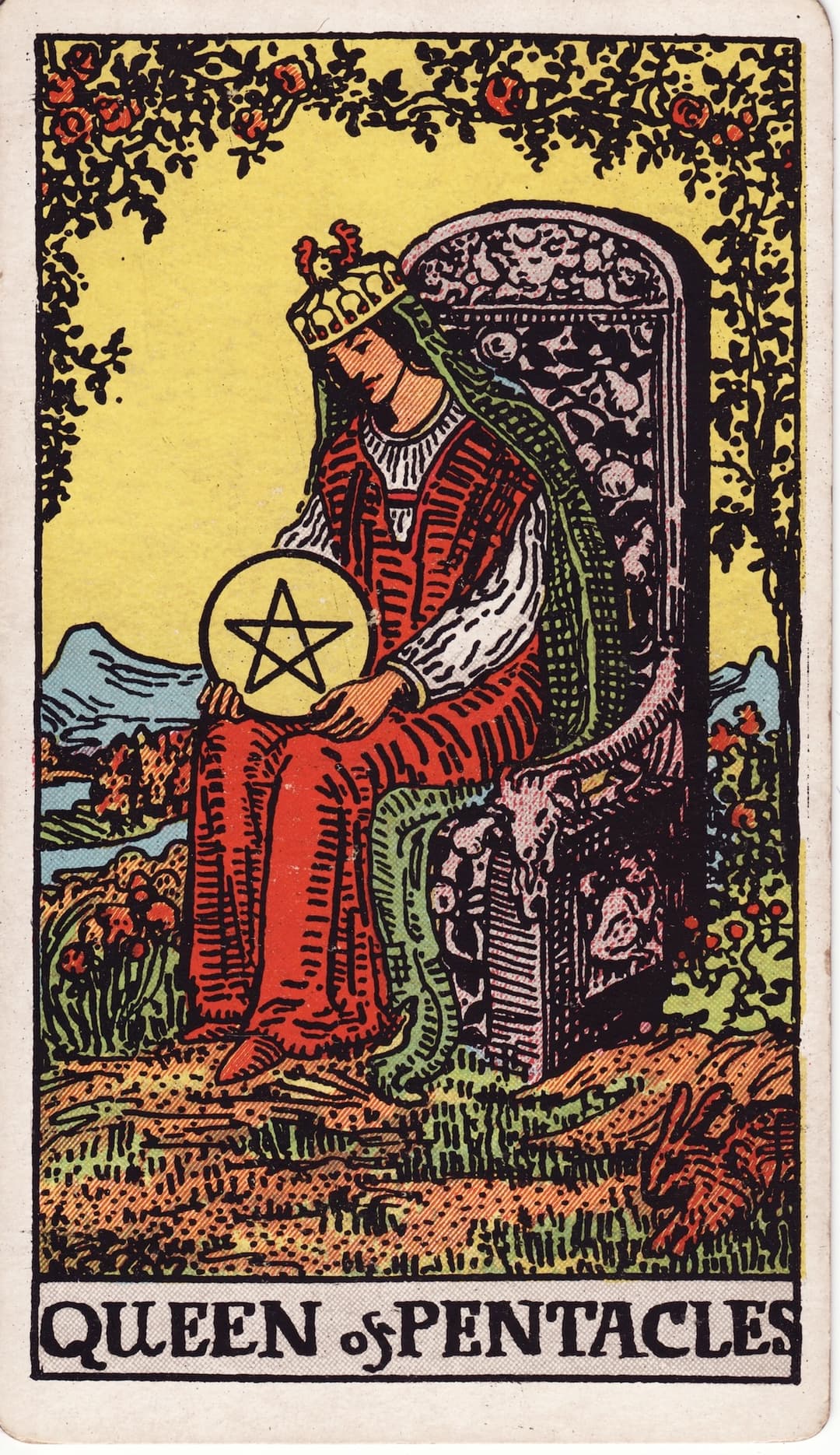 Ilustração da carta Rainha de Ouros