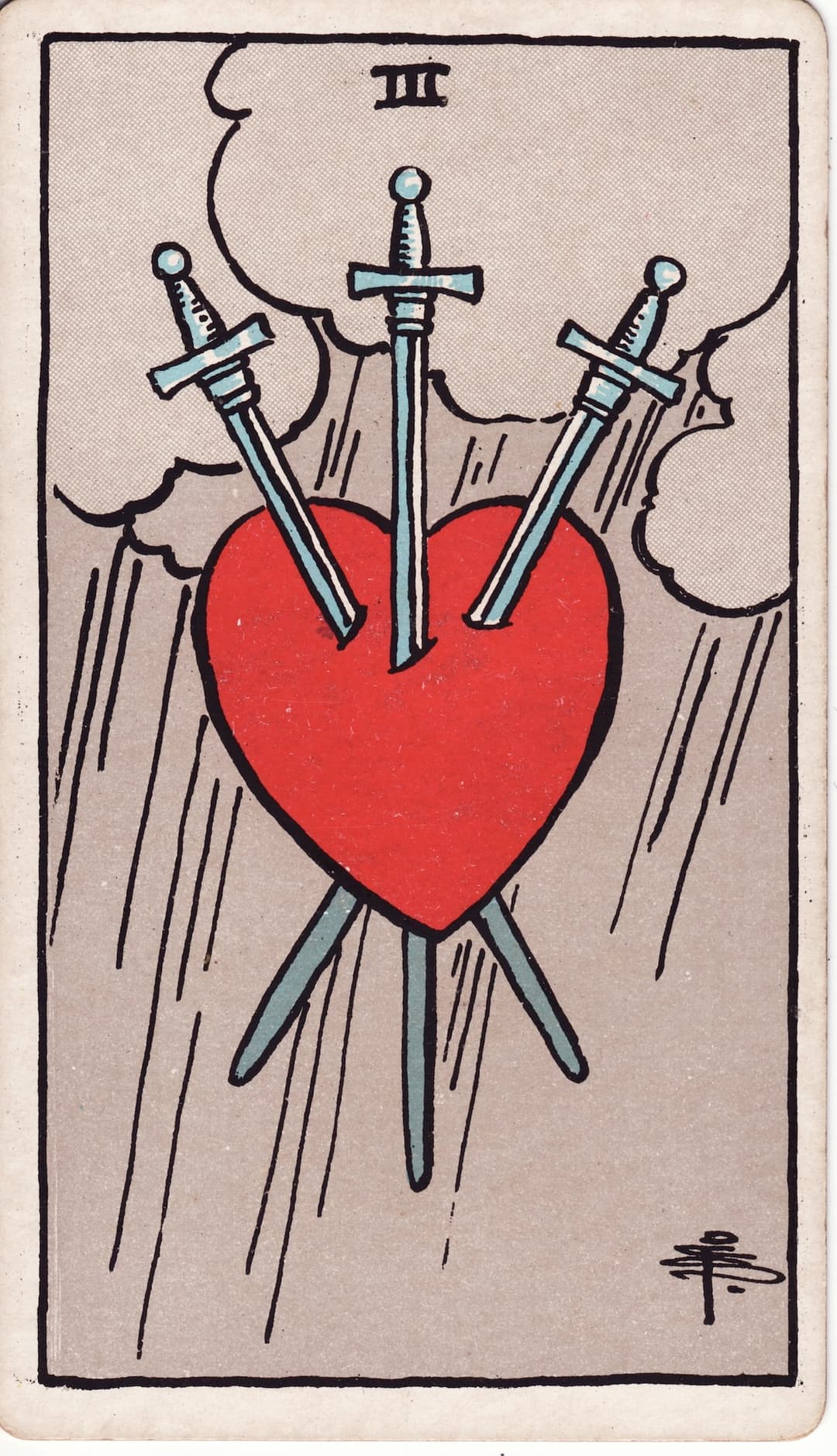 Ilustração da carta Três de Espadas