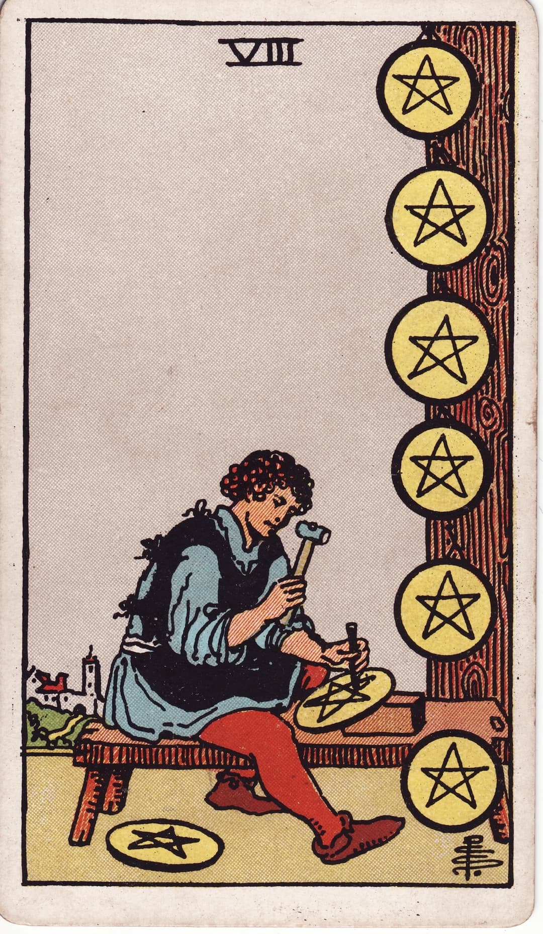 Ilustração da carta Oito de Ouros