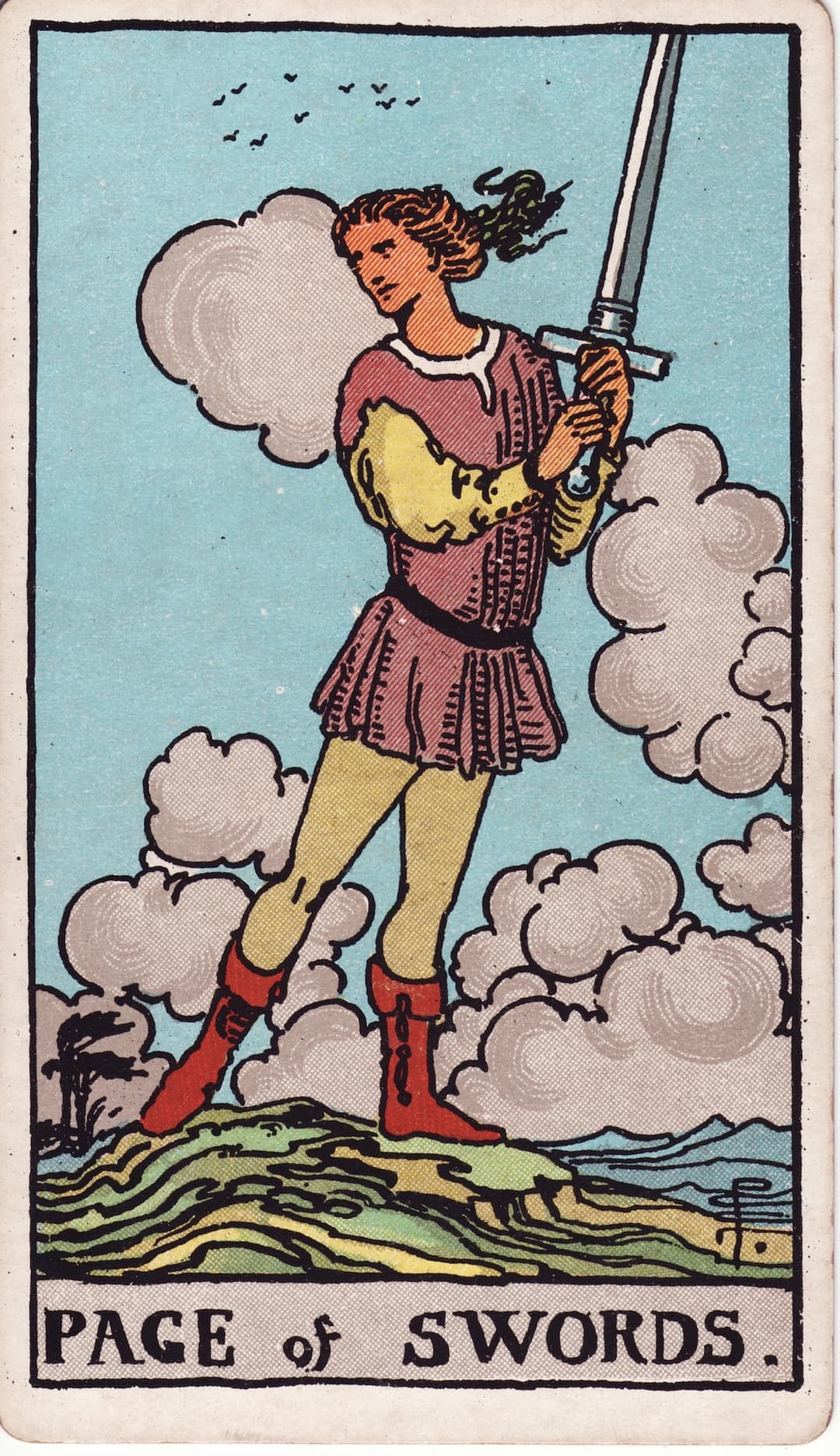 Ilustração da carta Pagem de Espadas