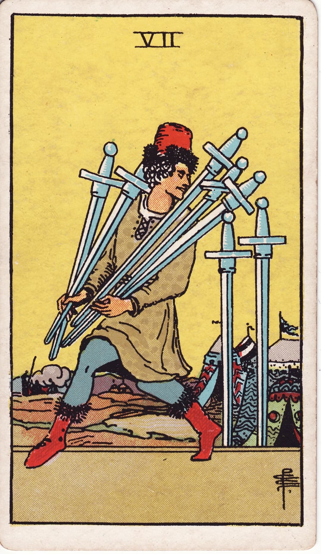 Ilustração da carta Sete de Espadas